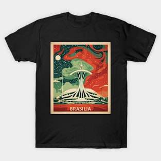 Brasilia Brazil Starry Night Vintage Tourism Travel Poster T-Shirt